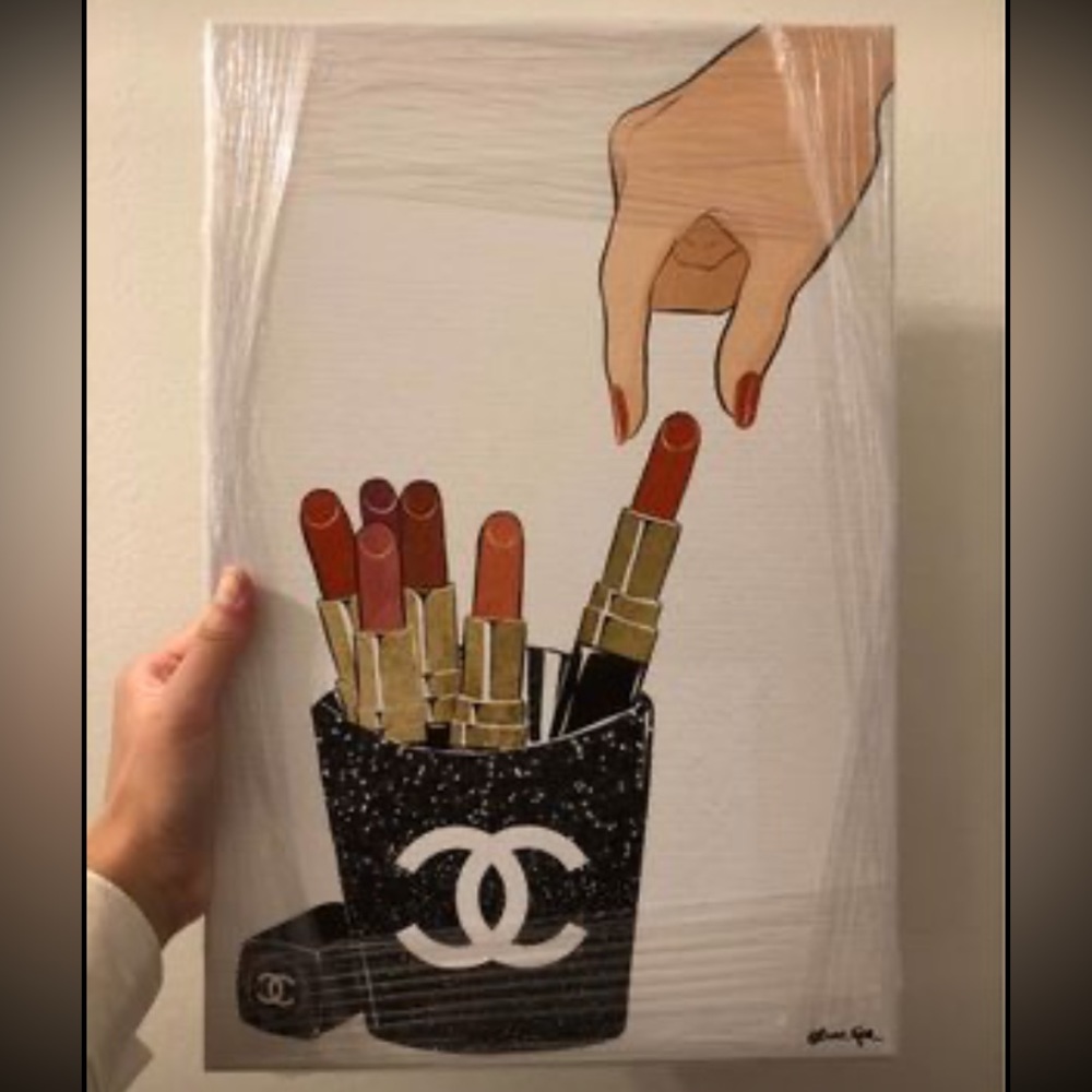 *Unopened* Chanel lipstick fries painting on 10x15 canvas from Oliver Gal